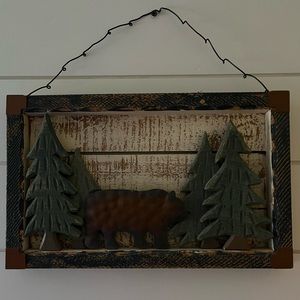 Bundle of 2 Farmhouse Wooden Bear Hangings